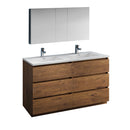 Fresca Lazzaro 60" Rosewood Free Standing Double Sink Modern Bathroom Vanity w/ Medicine Cabinet FVN93-3030RW-D