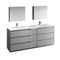 Fresca Lazzaro 84" Gray Free Standing Double Sink Modern Bathroom Vanity w/ Medicine Cabinet FVN93-361236GR-D