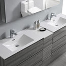 Fresca Lazzaro 84" Glossy Ash Gray Free Standing Double Sink Modern Bathroom Vanity with Medicine Cabinet FVN93-361236HA-D