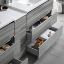 Fresca Lazzaro 84" Glossy Ash Gray Free Standing Double Sink Modern Bathroom Vanity with Medicine Cabinet FVN93-361236HA-D