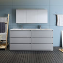 Fresca Lazzaro 72" Gray Free Standing Double Sink Modern Bathroom Vanity with Medicine Cabinet FVN93-3636GR-D