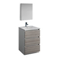 Fresca Lazzaro 24" Glossy Ash Gray Free Standing Modern Bathroom Vanity w/ Medicine Cabinet FVN9324HA