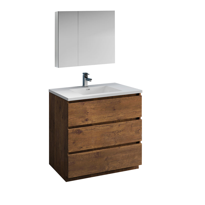 Fresca Lazzaro 36" Rosewood Free Standing Modern Bathroom Vanity w/ Medicine Cabinet FVN9336RW