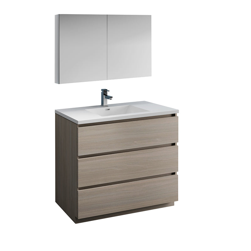 Fresca Lazzaro 42" Gray Wood Free Standing Modern Bathroom Vanity w/ Medicine Cabinet FVN9342MGO