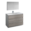 Fresca Lazzaro 48" Glossy Ash Gray Free Standing Modern Bathroom Vanity w/ Medicine Cabinet FVN9348HA