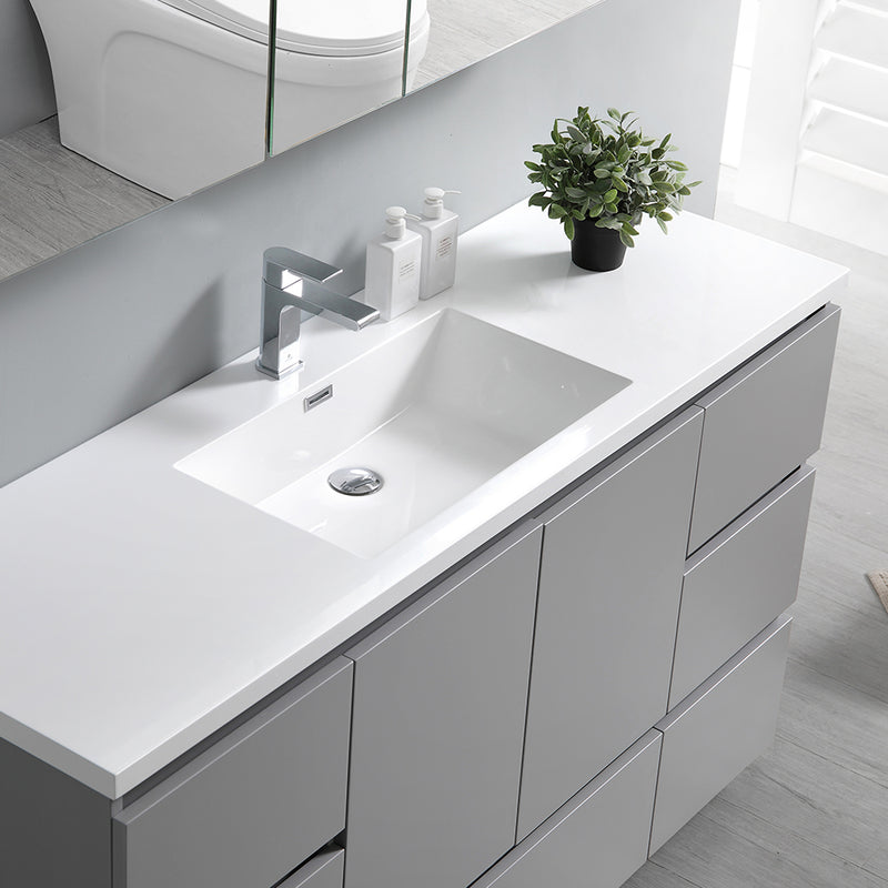 Fresca Lazzaro 60" Gray Free Standing Single Sink Modern Bathroom Vanity with Medicine Cabinet FVN9360GR-S