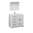 Fresca Imperia 36" Glossy White Free Standing Modern Bathroom Vanity w/ Medicine Cabinet- Left Version FVN9436WH-L