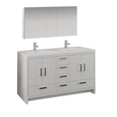 Fresca Imperia 60" Glossy White Free Standing Double Sink Modern Bathroom Vanity w/ Medicine Cabinet FVN9460WH-D