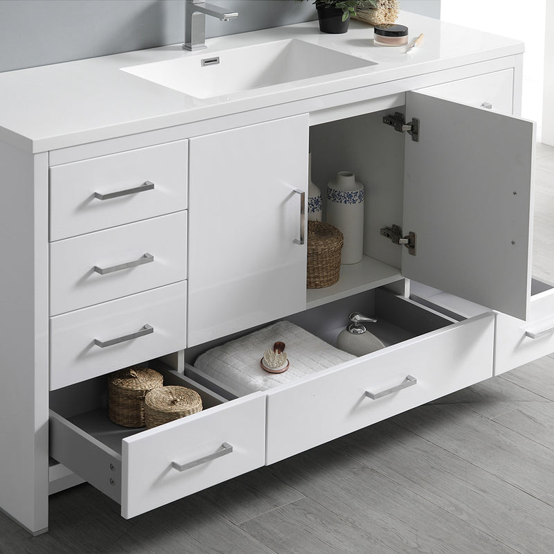 Fresca Imperia 60" Glossy White Free Standing Single Sink Modern Bathroom Vanity with Medicine Cabinet FVN9460WH-S