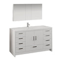 Fresca Imperia 60" Glossy White Free Standing Single Sink Modern Bathroom Vanity w/ Medicine Cabinet FVN9460WH-S