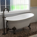 Cambridge Plumbing Cast Iron Slipper Clawfoot Tub 61" x 30" No Faucet Drillings BRZ Feet