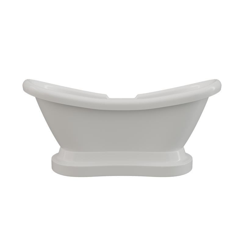 Cambridge Plumbing Acrylic Double Ended Pedestal Slipper Bathtub 68"x28", 7" Drillings