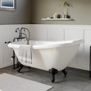 Cambridge Plumbing Acrylic Slipper Bathtub 61"x28" No Drillings and Complete BRZ Package