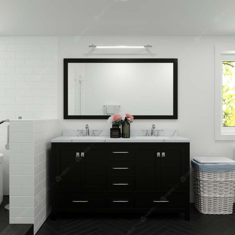 Modern Fittings Caroline Avenue 60" Double Bath Vanity with Calacatta Quartz Top and Round Sinks