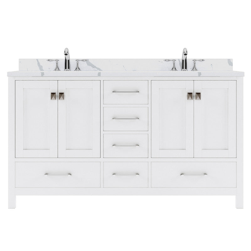 Modern Fittings Caroline Avenue 60" Double Bath Vanity with Calacatta Quartz Top and Round Sinks