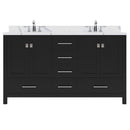 Modern Fittings Caroline Avenue 60" Double Bath Vanity with Calacatta Quartz Top and Square Sinks