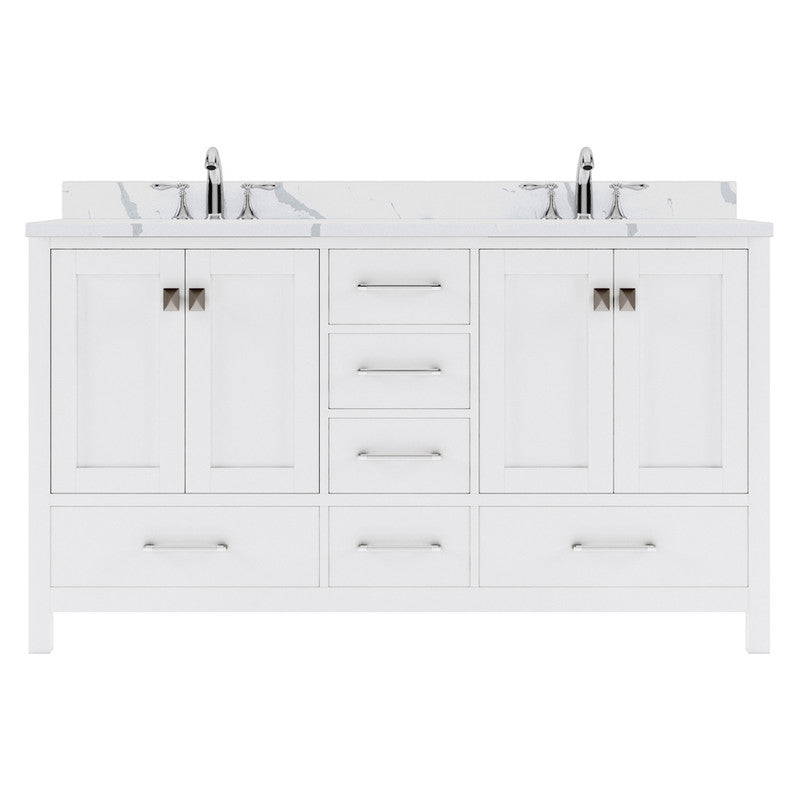 Modern Fittings Caroline Avenue 60" Double Bath Vanity with Calacatta Quartz Top and Square Sinks