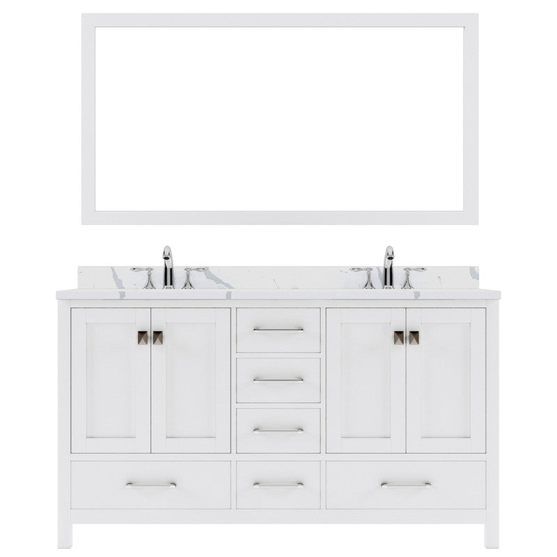 Modern Fittings Caroline Avenue 60" Double Bath Vanity with Calacatta Quartz Top and Square Sinks Faucets