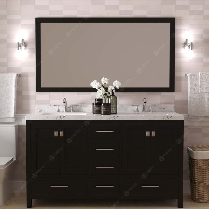 Modern Fittings Caroline Avenue 60" Double Bath Vanity with Cultured Marble Quartz Top and Round Sinks