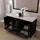 Modern Fittings Caroline Avenue 60" Double Bath Vanity with Cultured Marble Quartz Top and Round Sinks Faucets