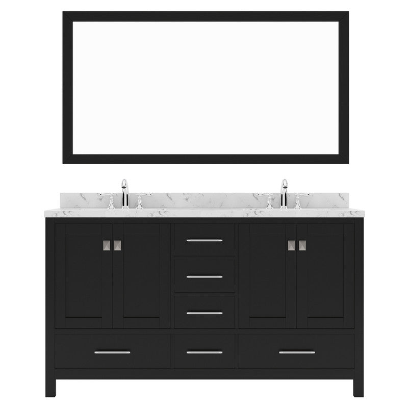 Modern Fittings Caroline Avenue 60" Double Bath Vanity with Cultured Marble Quartz Top and Round Sinks