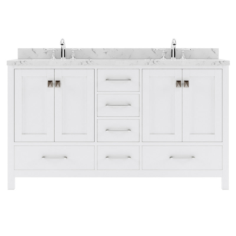 Modern Fittings Caroline Avenue 60" Double Bath Vanity with Cultured Marble Quartz Top and Round Sinks