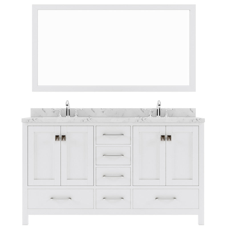 Modern Fittings Caroline Avenue 60" Double Bath Vanity with Cultured Marble Quartz Top and Round Sinks