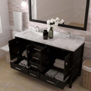 Modern Fittings Caroline Avenue 60" Double Bath Vanity with Cultured Marble Quartz Top and Square Sinks Faucets