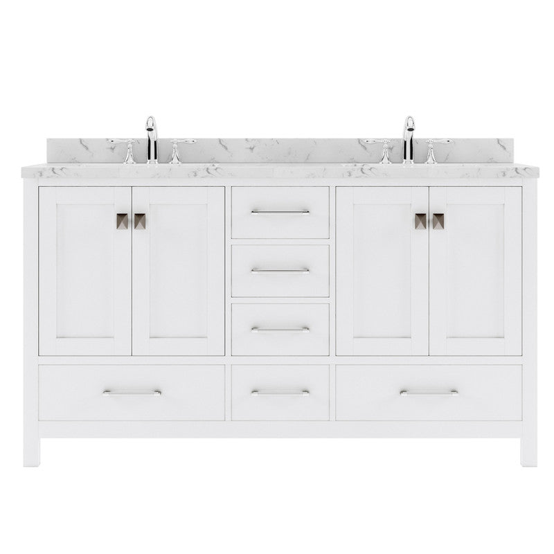 Modern Fittings Caroline Avenue 60" Double Bath Vanity with Cultured Marble Quartz Top and Square Sinks