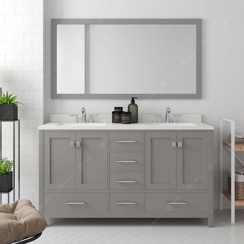 Modern Fittings Caroline Avenue 60" Double Bath Vanity with Quartz Top and Round Sinks Faucets