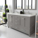 Modern Fittings Caroline Avenue 60" Double Bath Vanity with Quartz Top and Round Sinks Faucets