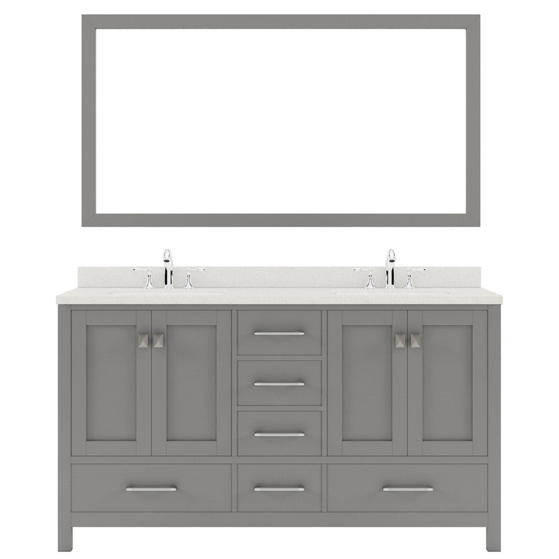 Modern Fittings Caroline Avenue 60" Double Bath Vanity with Quartz Top and Round Sinks