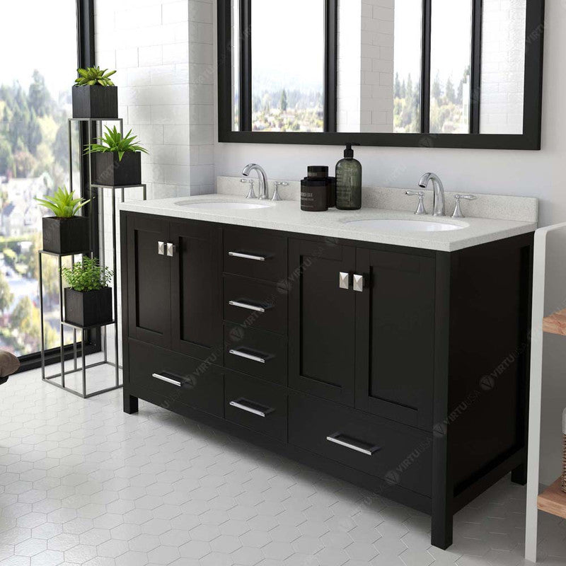 Modern Fittings Caroline Avenue 60" Double Bath Vanity with Quartz Top and Round Sinks