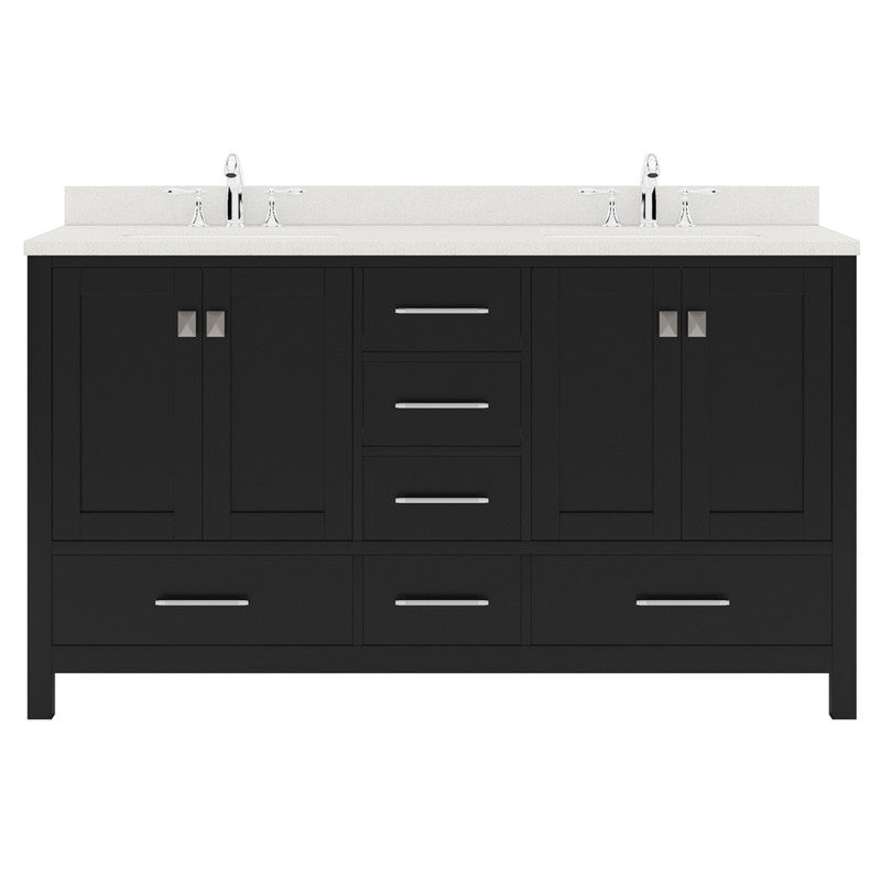 Modern Fittings Caroline Avenue 60" Double Bath Vanity with Quartz Top and Round Sinks