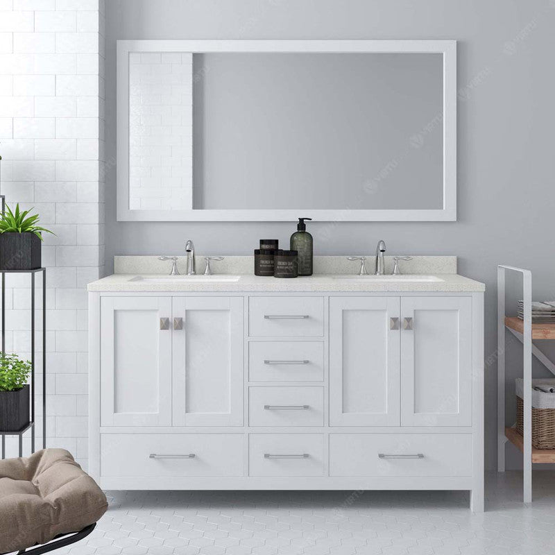 Modern Fittings Caroline Avenue 60" Double Bath Vanity with Quartz Top and Round Sinks Faucets