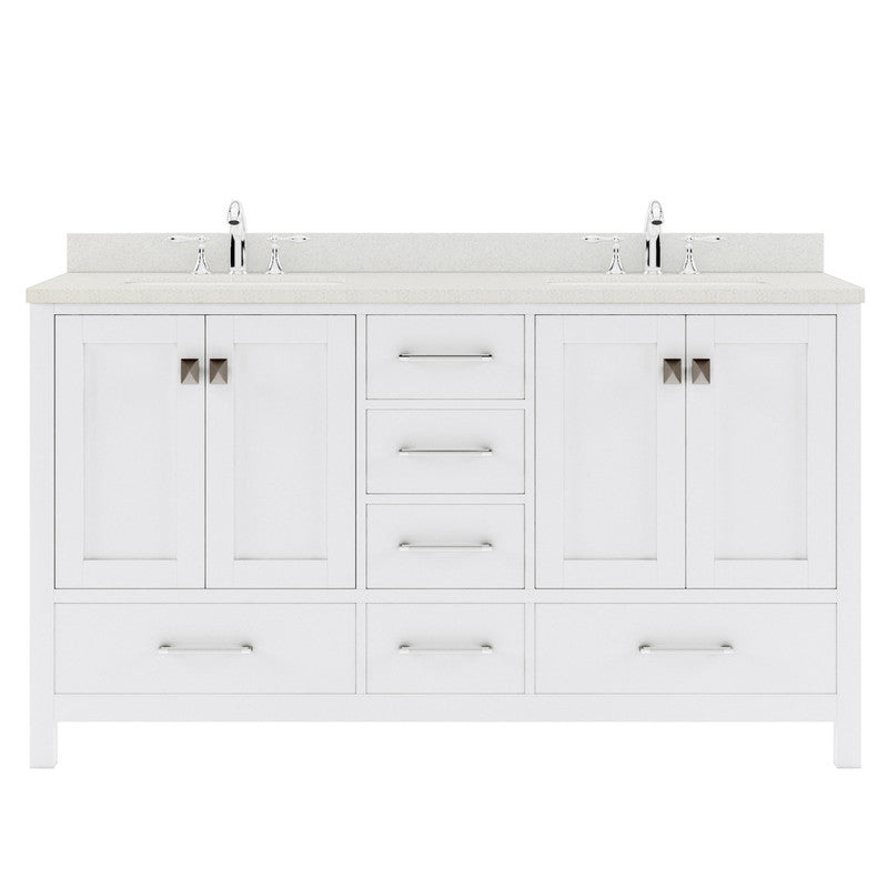 Modern Fittings Caroline Avenue 60" Double Bath Vanity with Quartz Top and Round Sinks