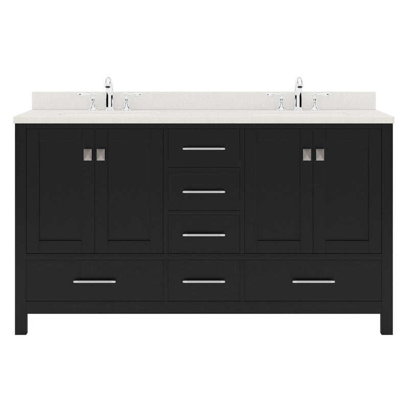 Modern Fittings Caroline Avenue 60" Double Bath Vanity with Quartz Top and Square Sinks