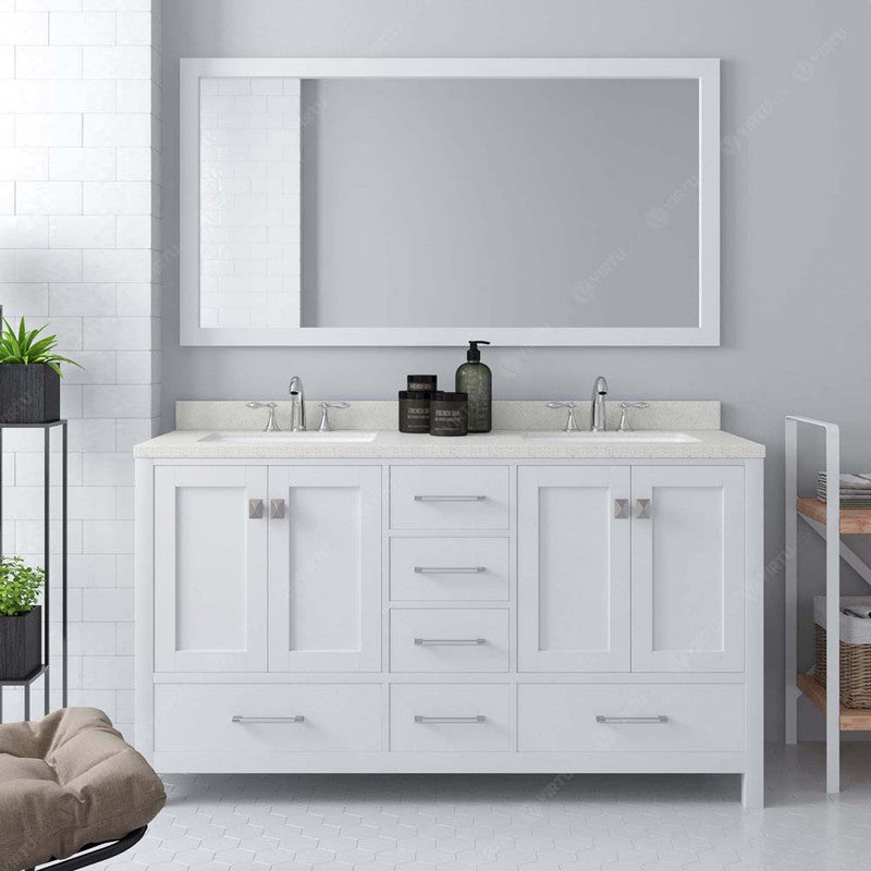 Modern Fittings Caroline Avenue 60" Double Bath Vanity with Quartz Top and Square Sinks Faucets