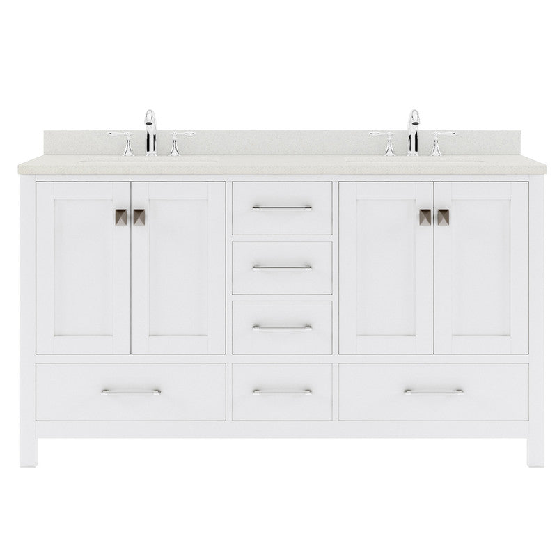 Modern Fittings Caroline Avenue 60" Double Bath Vanity with Quartz Top and Square Sinks