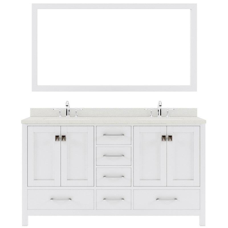 Modern Fittings Caroline Avenue 60" Double Bath Vanity with Quartz Top and Square Sinks Faucets