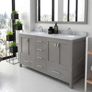 Modern Fittings Caroline Avenue 60" Double Bath Vanity with Marble Top and Round Sinks