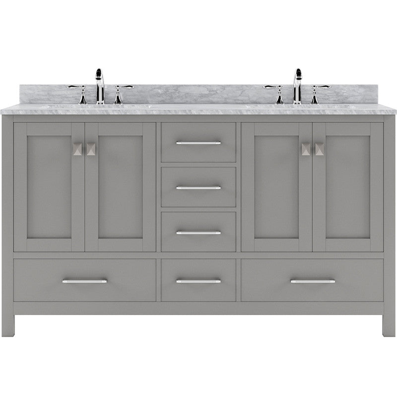 Modern Fittings Caroline Avenue 60" Double Bath Vanity with Marble Top and Round Sinks