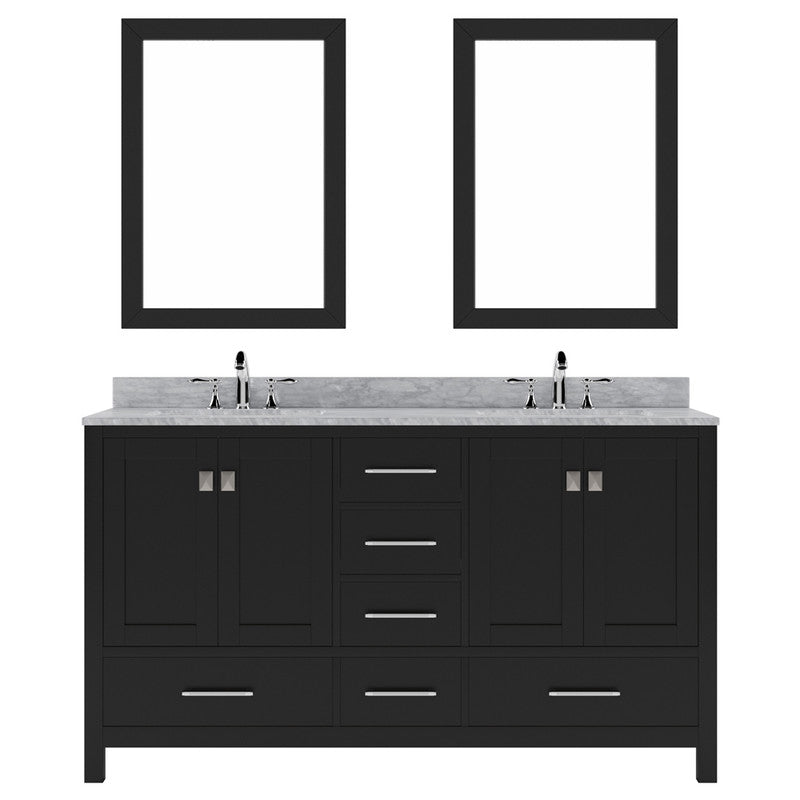 Modern Fittings Caroline Avenue 60" Double Bath Vanity with Marble Top and Round Sinks Faucets