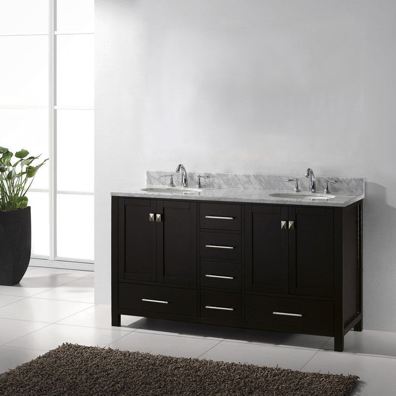 Modern Fittings Caroline Avenue 60" Double Bath Vanity with Marble Top and Round Sinks