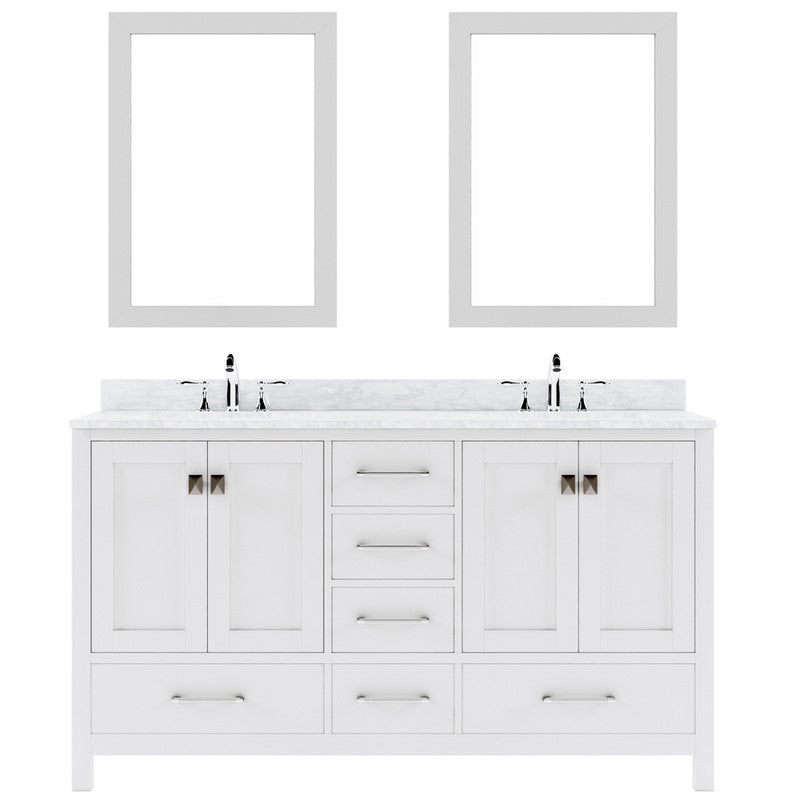 Modern Fittings Caroline Avenue 60" Double Bath Vanity with Marble Top and Round Sinks Faucets