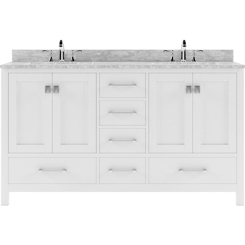 Modern Fittings Caroline Avenue 60" Double Bath Vanity with Marble Top and Round Sinks