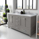 Modern Fittings Caroline Avenue 60" Double Bath Vanity with Marble Top and Square Sinks