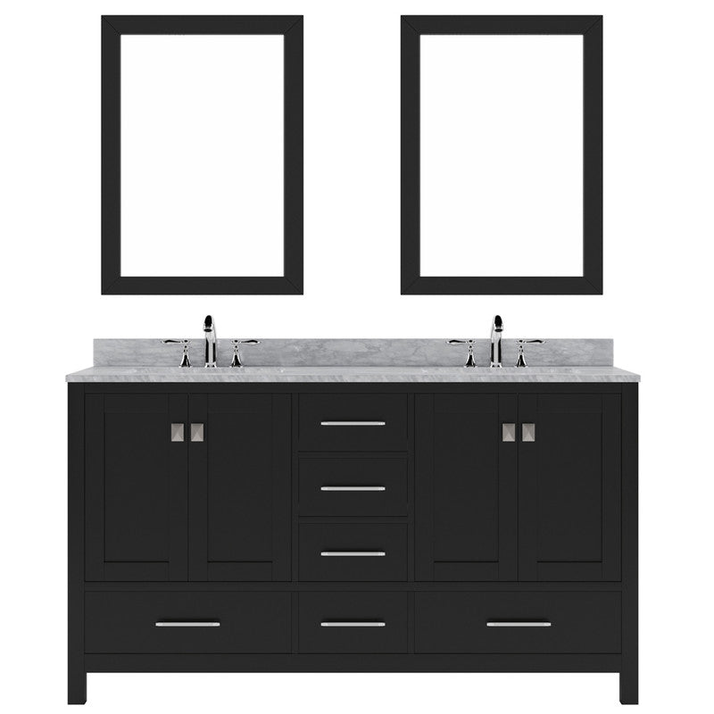 Modern Fittings Caroline Avenue 60" Double Bath Vanity with Marble Top and Square Sinks Faucets