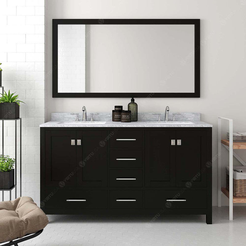 Modern Fittings Caroline Avenue 60" Double Bath Vanity with Marble Top and Square Sinks