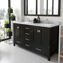 Modern Fittings Caroline Avenue 60" Double Bath Vanity with Marble Top and Square Sinks Faucets